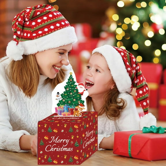 TaTaai 3Pcs For Women & Men, Christmas Money Box Cash Pull, Red Decorations Surprise Box Gifts, Party Decor Supplies