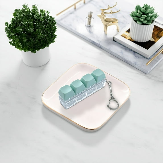 TaTaai 4-Key Fidget Toy Keychain Stress Reliever Pressable Buttons for Anxiety Relief Pocket-Sized Sensory Toy for Adults Kids 4 Colors Quiet Office Travel Gift