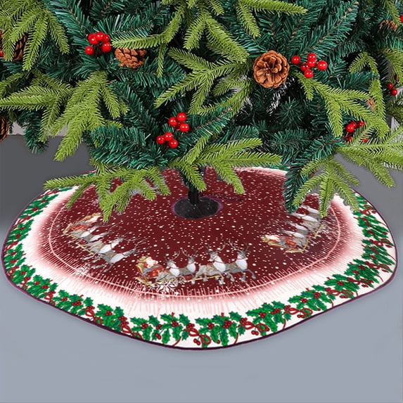 TaTaai 4Pcs Christmas Tree Skirt Small Xmas Tree Skirt Base Decoration Apron Wrap