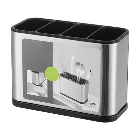 TaTaai 4Pcs Silverware Caddy Utensil Caddy Spoon Holder with 4 Divided Compartments, Sturdy Stainless Steel, Rust Proof