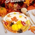 thumbnail image 1 of TaTaai 80Pcs Fall Leaves Party Plates Thanksgiving Maple Leaf Paper Dinner Plates Autumn Harvest Colored Disposable Round Plates for Birthday Holiday Party Supplies Tableware Decor, 1 of 6