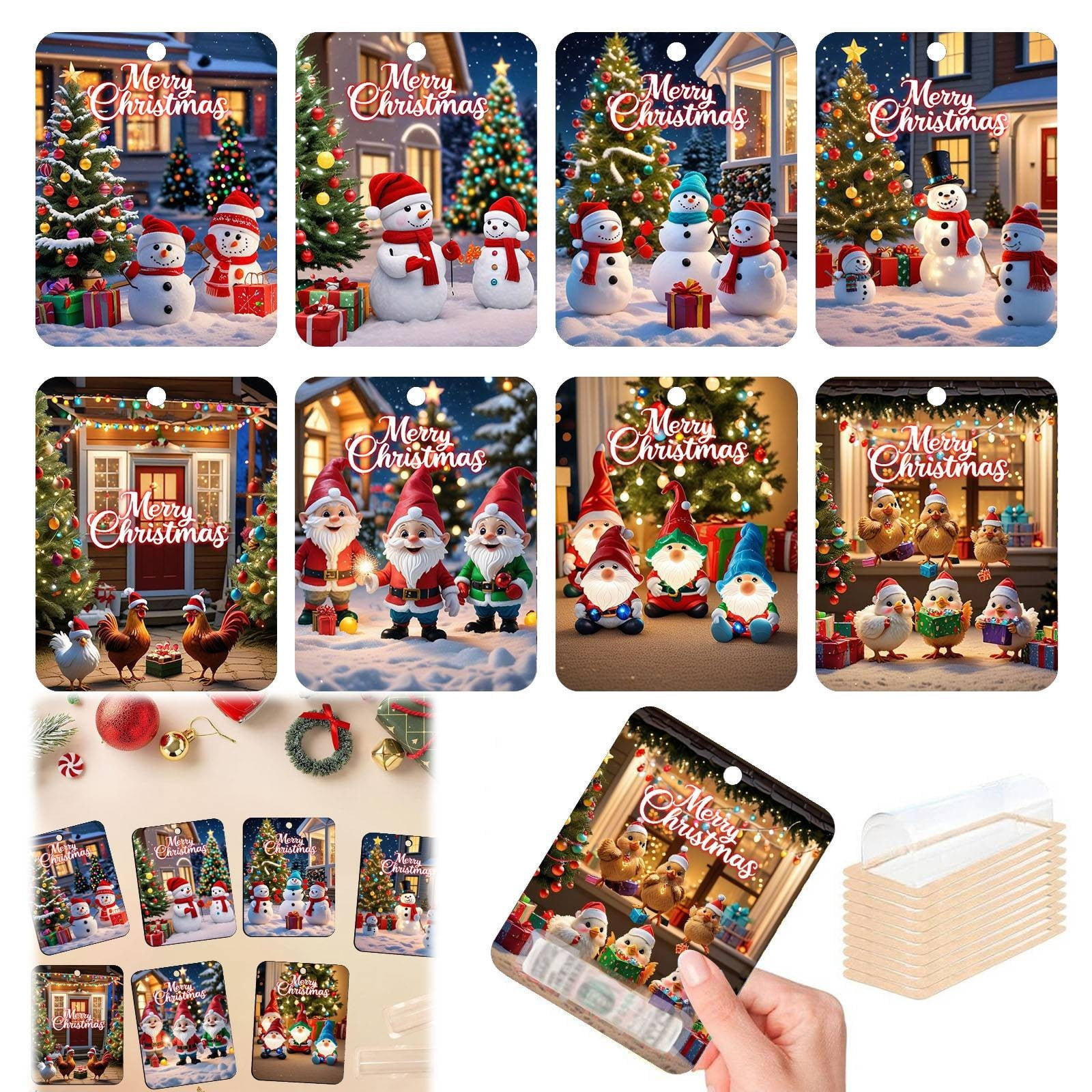 6-Piece Wooden Christmas Money Holder Ornaments – Fun Cash Gift Ideas For Tree, Family & Friends | Personalizable Holiday Decor