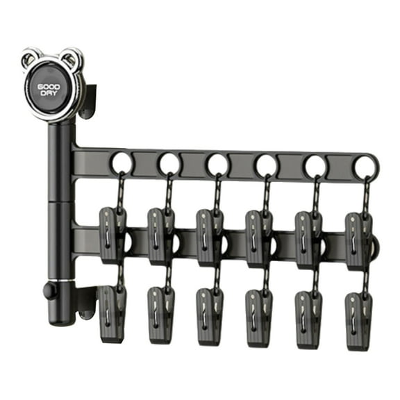 TaTaai 1Pcs Clothes Drying Rack with Clothespins, Foldable Hanging Drying Racks, Rotatable Hook for Drying Towels Bras Baby Clothes Gloves Plastic