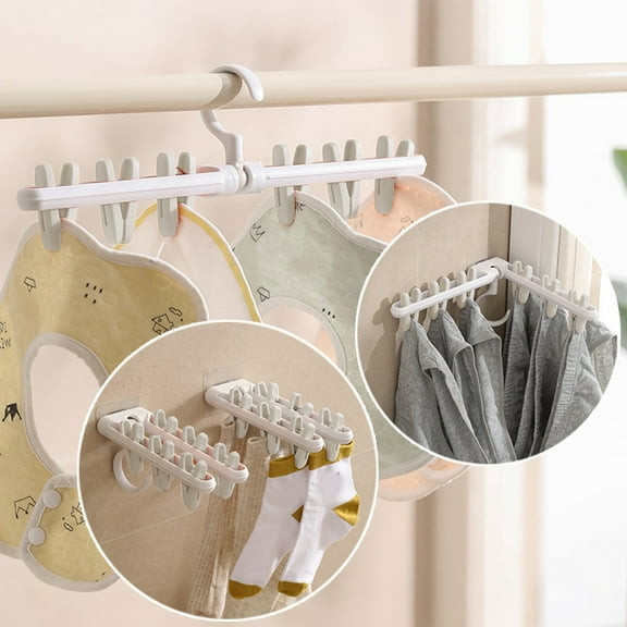 TaTaai 1Pcs Clothes Drying Rack, Small Folding Portable Underwear Hangers with 6 Clips, Plastic Laundry Clip and Drip Drying Hanger for Socks Towels Bras Clothes Gloves
