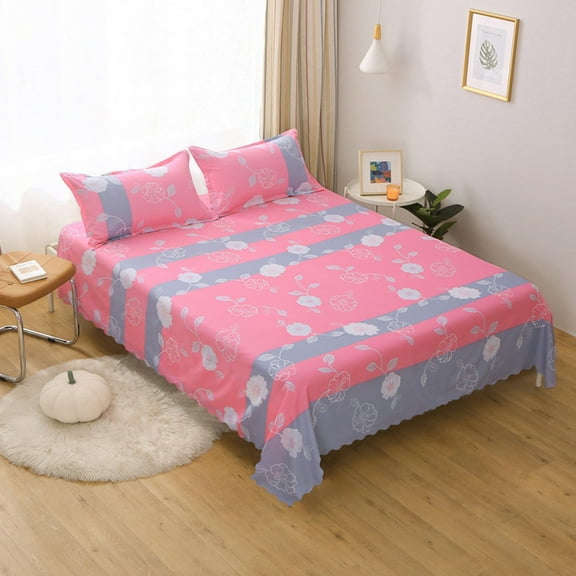 TaTaai 1Pcs Cozy Vintage Microfiber Printed Sheet - Soft Breathable Percale Cotton Floral Bed Sheets with Deep Pocket - Non-Slip Fitted Design 78x90in