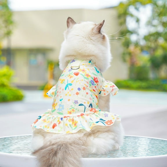 TaTaai 1Pcs Floral Dog Dress Cute Dog Skirt Pet Dress Summer Pet Clothes for Puppy Small Cats