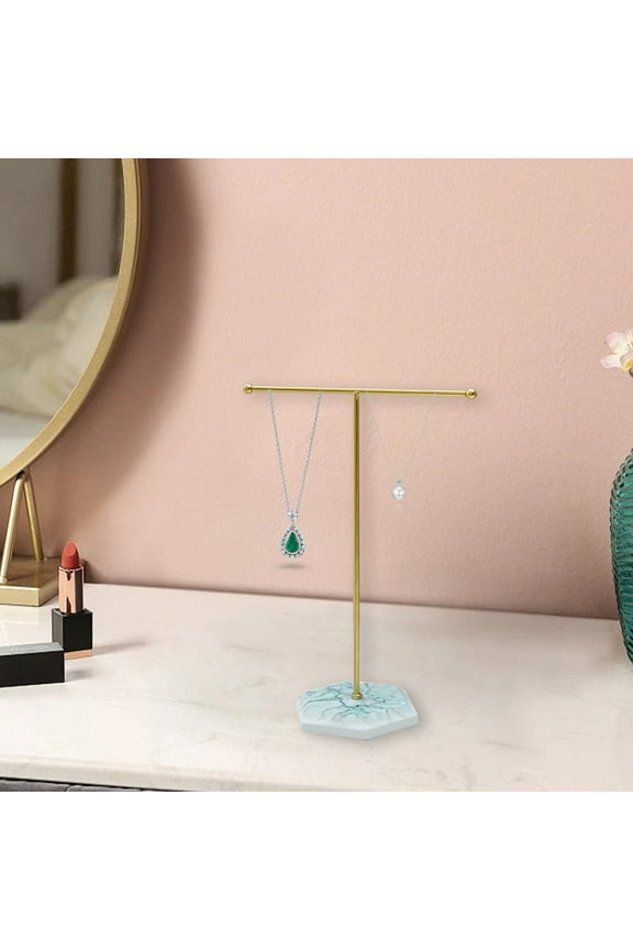 1Pcs Metal T-Bar Necklace Holder Stand, Necklace Hanging Display Stand, Tabletop Jewelry Organizer Stand for Necklace Bracelet Earring Display With Metal Base