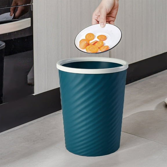 TaTaai 1Pcs Striped Trash Can Plastic Wastebasket Round Garbage Container Bin for Bathroom, Kitchen, Bedroom, Home Office, College Dorm