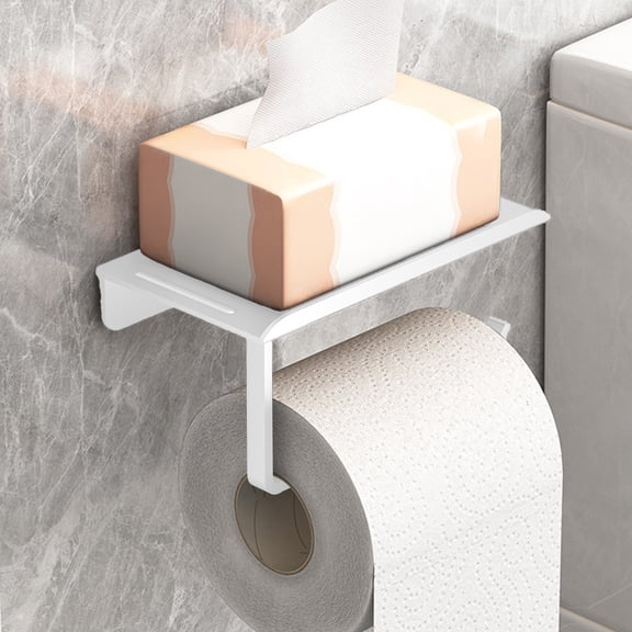 TaTaai 1Pcs Toilet Paper Holder Shelf, Bathroom Tissue Roll Holder with Phone Shelf, Tissue Paper Dispenser, Wall Mount