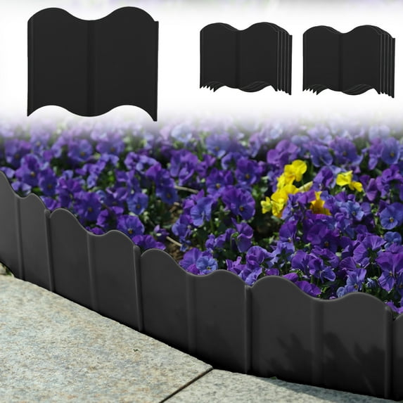 TaTaai 2Pcs Garden Edging Border, Plastic No Dig Landscape Borders, Interlock Decorative Gardens Fences Edging, Flexible Lawn Flower Bed Border, for DIY Patio Walkway Yard
