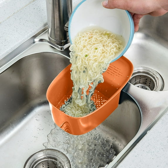 TaTaai 2Pcs Kitchen Sink Drain Strainer Basket Compost Corner Sink Swan Strainer Basket Hanging Sink Corner Colander Multifunction Kitchen Sink Food Catcher Basket Waste Filter Wash Fruit