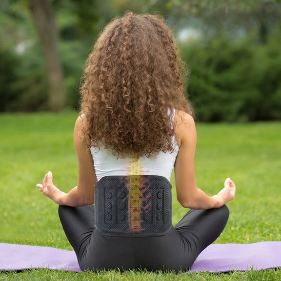 TaTaai 3Pcs Back Support with Magnet, Tourmaline Magnetic Back Braces for Lower Back Pain Relief, Self Heating & Soothing Waist Band, Lumbar Support Belt for Herniated Disc/Sciatica
