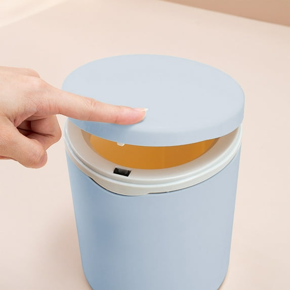 TaTaai 3Pcs Plastic Trash can with lid, Waste Paper Basket with Manual pop-up lid, Removable Inner Bucket, Kitchen, Bathroom, Bedroom Household Simple Trash can