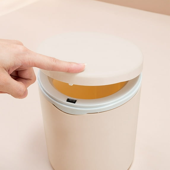 TaTaai 3Pcs Plastic Trash can with lid, Waste Paper Basket with Manual pop-up lid, Removable Inner Bucket, Kitchen, Bathroom, Bedroom Household Simple Trash can