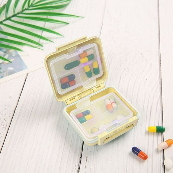 TaTaai 4Pcs 6-Grid Small Pill Organizer Box, Travel Pill Container Portable Daily Mini Medicine Case Holder for Pocket Purse Briefcase Travel Medicine Cod Liver Oil Storage Box