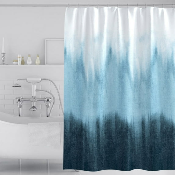 TaTaai Clearance 4Pcs Fabric Shower Curtain with Polyester Snap-in Liner–Hotel Quality Top See Through Gradient