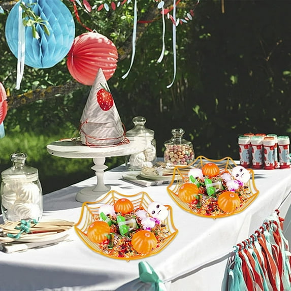 TaTaai 4Pcs Spider Web Plastic Baskets & Bowls - Halloween Decorations - Trick or Treat Candy Holder - Party Supplies