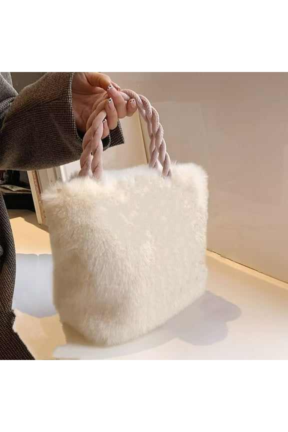 5Pcs Faux Fluffy Tote Bags Winter Furry Purse for Women Faux Fur Bag Fuzzy Shoulder Handbag