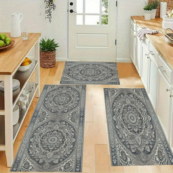 TaTaai 6Pcs Boho Kitchen Rug,Non-Slip Washable Rugs for Kitchen Floor,Farmhouse Area Rug Comfort Standing Mat and Rug for Kitchen, Office, Sink, Laundry