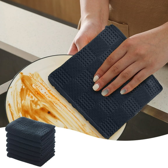 TaTaai 6Pcs Cleaning Kitchen Dish Cloth Towels, Cotton, Machine Washable, Everyday Kitchen Basic Utility Bar Mop Dishcloth