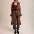 thumbnail image 1 of TaTaai Fall Cardigan Women Long Sleeve Deep V Neck Solid Sheer Ruffle Trim Flowy Cover Up Boho for Autumn, 1 of 9