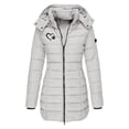 thumbnail image 1 of TaTaai Fall Hooded Padded Jacket Women Long Sleeve Mid Length Printed Quilted Coat Casual Warm for Winter, 1 of 4