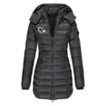 thumbnail image 1 of TaTaai Fall Hooded Padded Jacket Women Long Sleeve Mid Length Printed Quilted Coat Casual Warm for Winter, 1 of 4