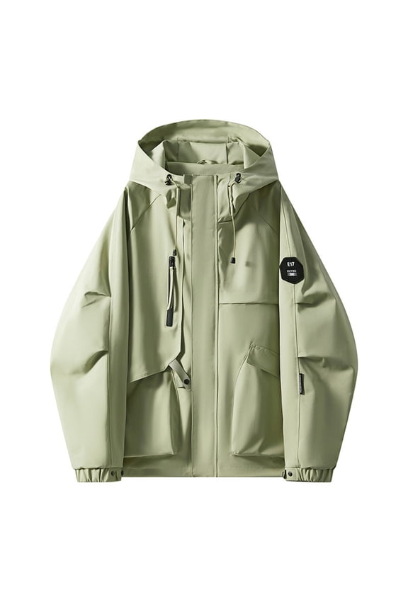 Fall Jackets Women Long Sleeve Hooded Solid Zip Up Waterproof Windbreaker with Pockets Casual for Autumn