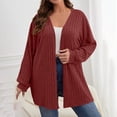 thumbnail image 1 of TaTaai Fall Ribbed Knit Cardigan Women Long Sleeve Round Neck Solid Oversized Open Front Jacket Casual for Winter, 1 of 8