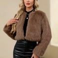 thumbnail image 1 of TaTaai Fall Short Faux Fur Jacket Women Long Sleeve Solid Plush Warm Coat Casual Soft Outerwear for Winter, 1 of 7