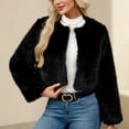 thumbnail image 1 of TaTaai Fall Short Faux Fur Jacket Women Long Sleeve Solid Plush Warm Coat Casual Soft Outerwear for Winter, 1 of 9