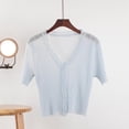 thumbnail image 1 of TaTaai Fall Short Sleeve Cardigan Women V Neck Solid Knit Button Sun Protection Lightweight Top for Summer, 1 of 5