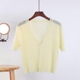 thumbnail image 1 of TaTaai Fall Short Sleeve Cardigan Women V Neck Solid Knit Button Sun Protection Lightweight Top for Summer, 1 of 5