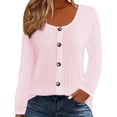 thumbnail image 1 of TaTaai Fall Tops Women Long Sleeve Round Neck Solid Loose Pullover Blouse Casual Soft Breathable for Autumn, 1 of 4