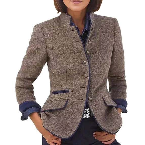 TaTaai Fall Wool Blend Jacket Women Long Sleeve Lapel Solid Button Front Cardigan Coat Warm for Winter