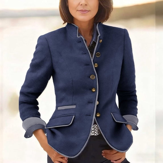 TaTaai Fall Wool Blend Jacket Women Long Sleeve Lapel Solid Button Front Cardigan Coat Warm for Winter