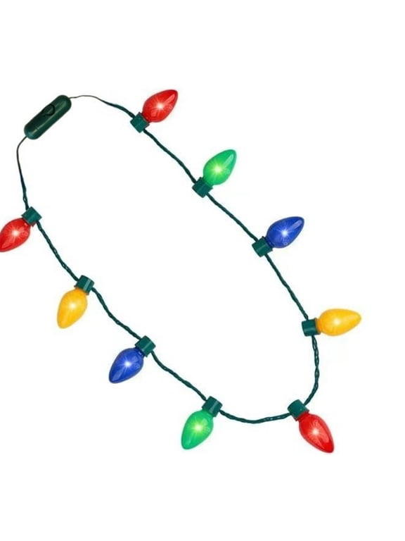 Gift Christmas Light Necklace, Colorful Christmas Accessories, 9 LED Bulbs Light Up Christmas Necklace, Ugly Sweater Lights for Xmas Year Party Favor Supplies Accessories