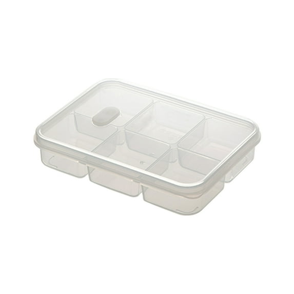 TaTaai Gift Food Storage Containers with Lids Airtight, Scallion Preservation Box Fridge Fresh-Keeping Container, 6 Grids Crisper Portable Divided Fruit Storage Container Ginger Storage Basket for