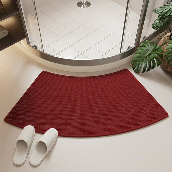 TaTaai Gift Non-Slip Corner Shower Linen Mats,Semi-Circular Bath Mat, Curved Bath Rug, Washable Absorbent Bathroom Rug, Corner Bath Mat Carpet for Circular Shower 29x16in