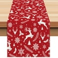 thumbnail image 1 of TaTaai Gift Red Christmas Reindeer Table Runner Pine Branches Snowflakes Winter Kitchen Dinning Table Decoration for Home Party Decor, 1 of 6