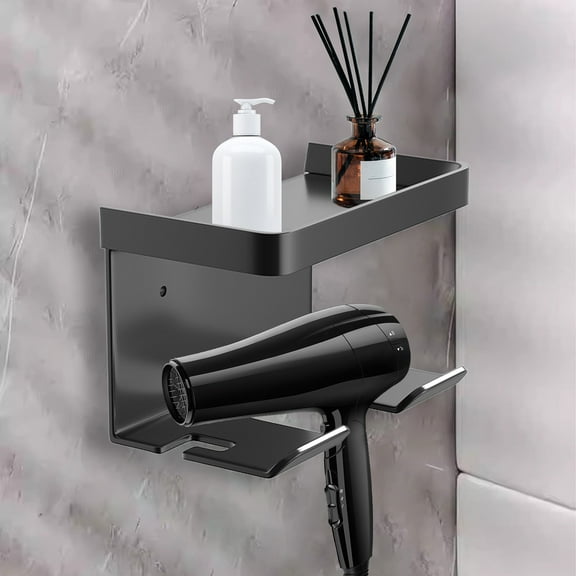 TaTaai Hair Dryer Holder, Blow Dryer Organizer, Hair Dryer Holder Wall Mounted with Shelf for Bathroom, Salon, Bedroom Organizers & Storage
