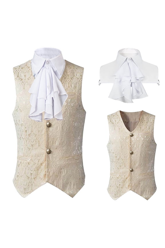 Halloween Costume for Men Medieval Short Vest with Fake Collar Vintage Pullover Top for Cosplay