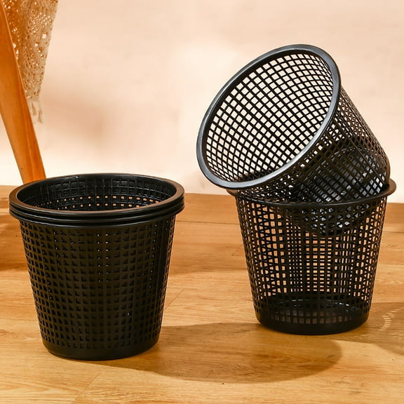 TaTaai Hydroponic Baskets Aquatic Black Plastic Garden Mesh Net Pot Hydroponic Pots Slotted Pond Basket Aquarium Plant Pots for Lily Nursery Grow Planting Supplies