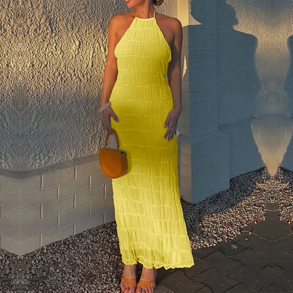 TaTaai Ladies Backless Slip Dress Strap Detail Ruffle Hem Sleeveless Solid Color Mini Summer Casual Bodycon Party Wear Gift