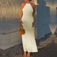 thumbnail image 1 of TaTaai Ladies Backless Slip Dress Strap Detail Ruffle Hem Sleeveless Solid Color Mini Summer Casual Bodycon Party Wear Gift, 1 of 9
