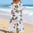 thumbnail image 1 of TaTaai Ladies Fashion Short Sleeve Floral Print Jumpsuit V-Neck Back Zipper Design with Side Pockets Comfortable Casual Long Jumpsuit for Daily Outdoor Spring Gift, 1 of 5