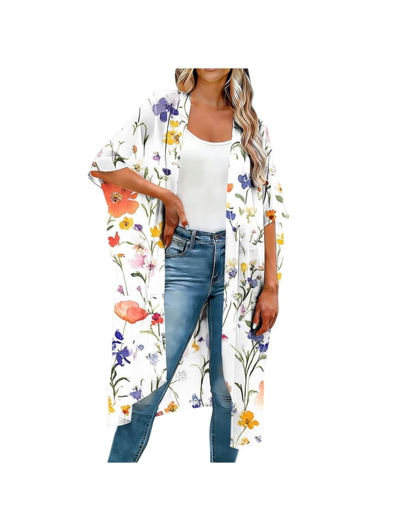 Womens Breathable Short Sleeve Open Cardigan Loose Fit Solid Color Soft Lightweight Flow Kimono Cover Up Casual Summer Top Gift
