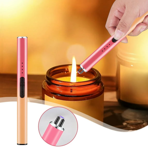 TaTaai Lighters Flat Electronic Candle Lighter, Windproof Flameless USB Rechargeable Arc Lighter with Safe Button for Candle, BBQ and Fireworks