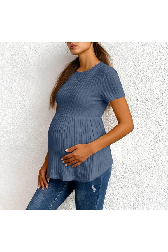 Loose Maternity Round Neck T-shirt, Women's Fashionable Waist-Free Top, Lightweight Soft Fabric, Spring Summer Home Casual Dating Work Outfit, Line Dry Option Gift