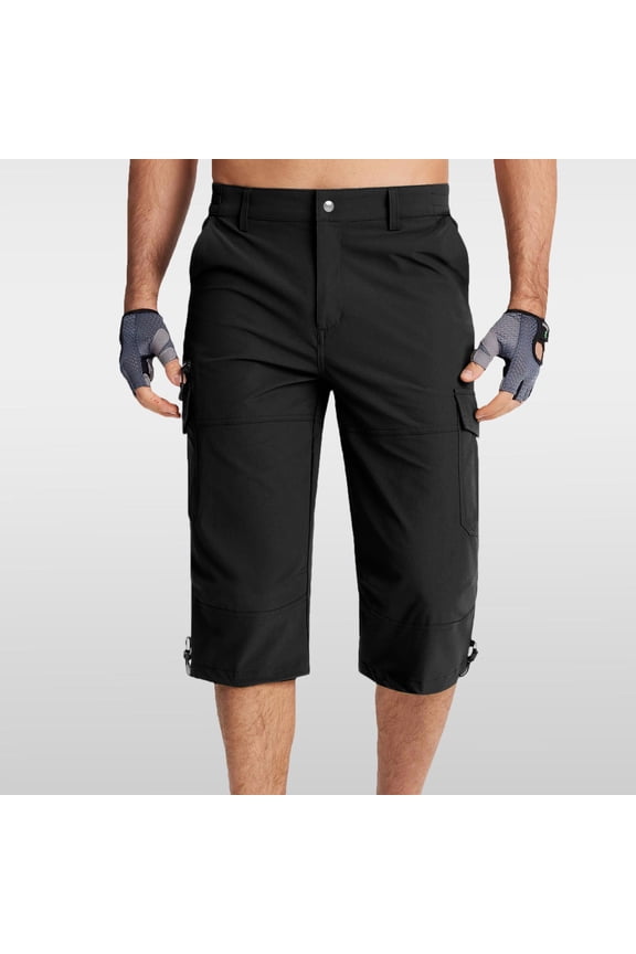 Men's 3/4 Length Work Pants with Multi-Pockets, Drawstring Waist, and Comfortable Casual Fit Gift